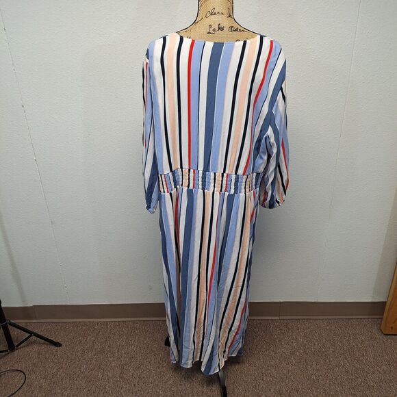 Lane Bryant Shirt Dress V-Neck 3/4 Sleeve Striped Multicolor Women's Size 22 - Picture 3 of 12